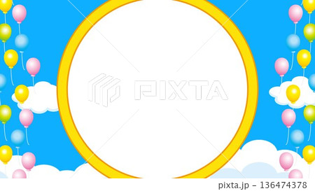 正月、年賀状、空、雲、フレーム、紙吹雪、青空、干支、風景、年賀、新年、 136474378