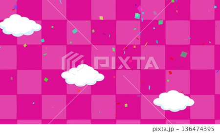 正月、年賀状、空、雲、フレーム、紙吹雪、青空、干支、風景、年賀、新年、 136474395