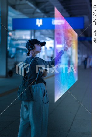 未来駅で情報操作 ■撮影協力：関西国際空港（KIX） 136474548