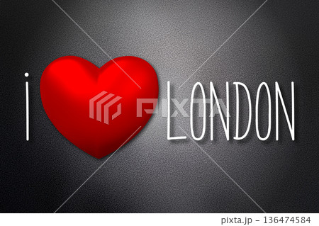 I love London - heart shape, black background - 3D illustration I love London - heart shape, black background - 3D illustration 136474584