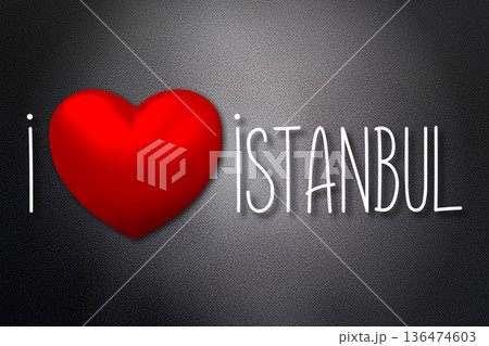 I love Istanbul - heart shape, black background - 3D illustration I love Istanbul - heart shape, black background - 3D illustration 136474603