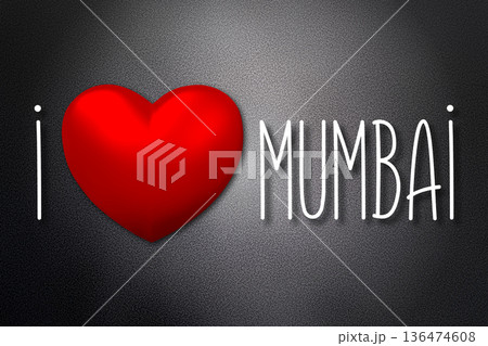 I love Mumbai - heart shape, black background - 3D illustration I love Mumbai - heart shape, black background - 3D illustration 136474608