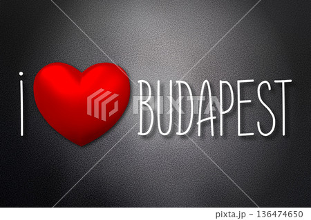 I love Budapest - heart shape, black background - 3D illustration I love Budapest - heart shape, black background - 3D illustration 136474650