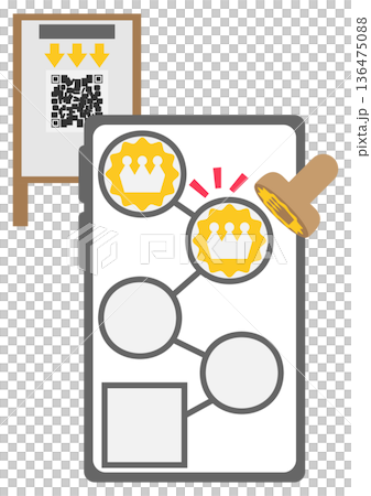 スマートフォンでコードを読み取ってスタンプを取得するイメージ素材 スマートフォンでコードを読み取ってスタンプを取得するイメージ素材 136475088