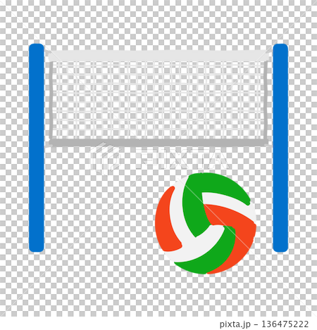 Volleyball and volleyball net illustration 136475222
