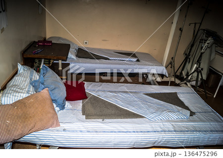 Hospital was attacked by two Russian drones, Donbass, Ukraine 136475296