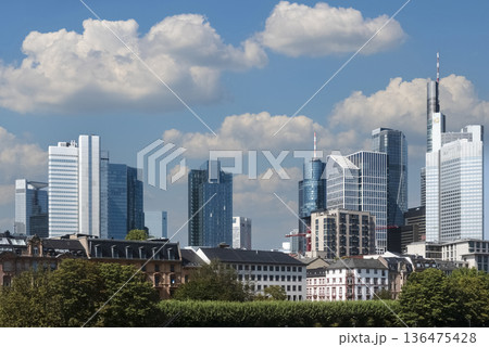 City Skyline with Modern Skyscrapers on Sunny Day City Skyline with Modern Skyscrapers on Sunny Day 136475428