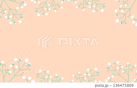 白いかすみ草が上下に並ぶ温かみのあるフレーム 136475809