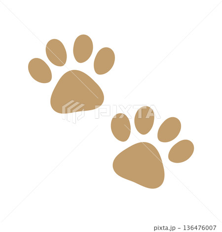 かわいい肉球のイラストセット 茶色・ベージュ・犬・猫 かわいい肉球のイラストセット 茶色・ベージュ・犬・猫 136476007
