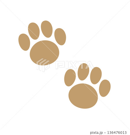 かわいい肉球のイラストセット 茶色・ベージュ・犬・猫 かわいい肉球のイラストセット 茶色・ベージュ・犬・猫 136476013