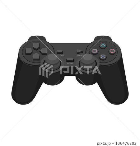 Black Game Controller Cartoon Vector Illustration 136476282