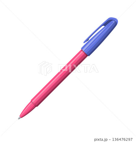 Blue Pink Pen Cartoon Illustration 136476297