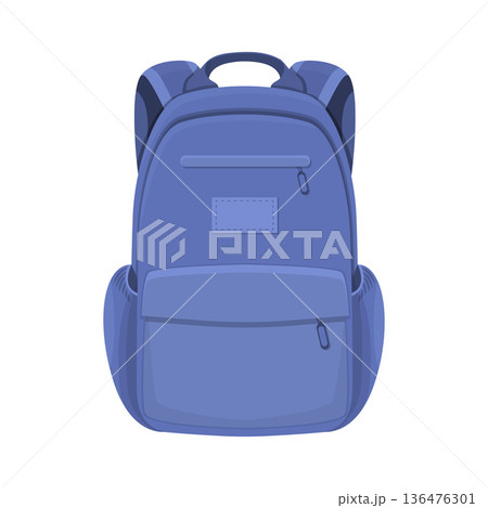 Blue Backpack Cartoon Vector Illustration Blue Backpack Cartoon Vector Illustration 136476301