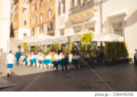 abstract blur image of night festival in a restaurant and The atmosphere is happy and relaxing with bokeh for background 136476356