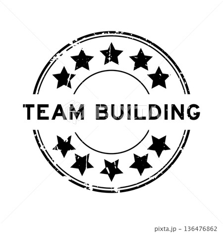 Grunge black team building word with star icon round rubber seal stamp on white background Grunge black team building word with star icon round rubber seal stamp on white background 136476862