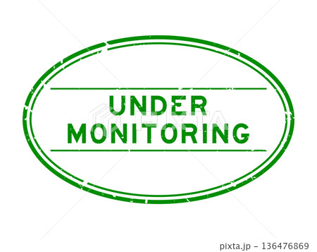 Grunge green under monitoring word oval rubber seal stamp on white background Grunge green under monitoring word oval rubber seal stamp on white background 136476869