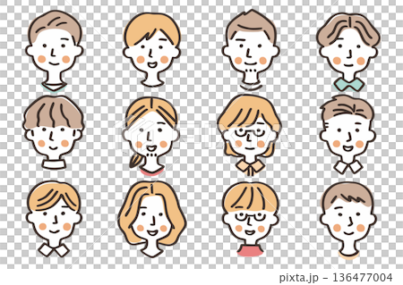 Male face icon set ③ 136477004