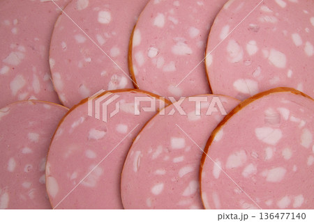 mortadella sausage as background mortadella sausage as background 136477140