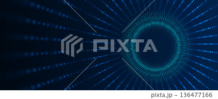 Cyber technology and science banner or header. Machine deep learning neural network 136477166