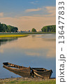 Boats on danube river in spring time 136477833