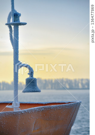 Frozen ship bell in winter time Frozen ship bell in winter time 136477869
