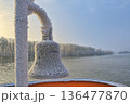 Frozen ship bell in winter time 136477870