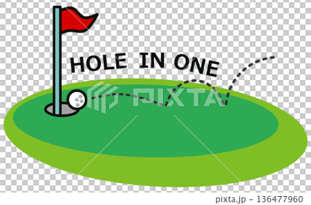 這是我愛好的高爾夫運動中，用椅子擊球竟然奇蹟般地打出一桿進洞的插圖。 136477960