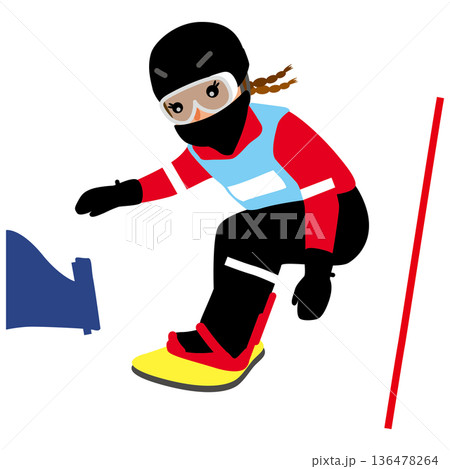 ウインタースポーツの試合に挑む女子のイラスト・スノーボードクロス02 ウインタースポーツの試合に挑む女子のイラスト・スノーボードクロス02 136478264