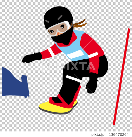 ウインタースポーツの試合に挑む女子のイラスト・スノーボードクロス02 ウインタースポーツの試合に挑む女子のイラスト・スノーボードクロス02 136478264