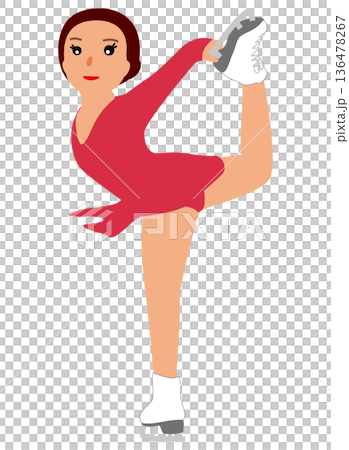 ウインタースポーツの試合に挑む女子のイラスト・フィギュアスケート08 136478267