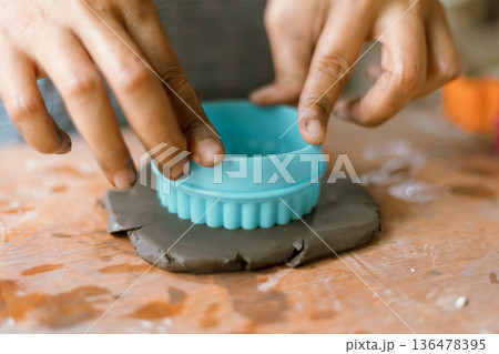 The process of creating pottery. The process of creating pottery. 136478395