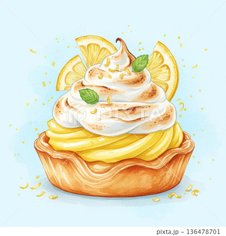 パン・ベーカリーシリーズ：レモンとメレンゲの爽やかな初夏のデニッシュ 136478701