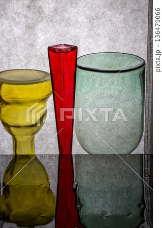 Still life with glassware on a gray-black background 136479066
