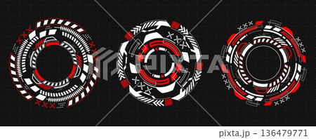 Round hud interface, circular tech elements 136479771