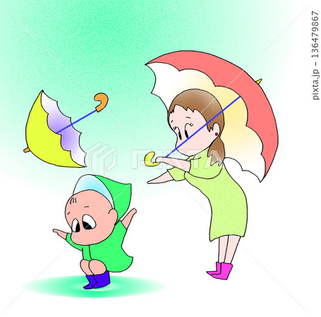雨の中で遊ぶ子供 雨の中で遊ぶ子供 136479867