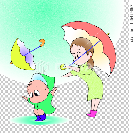 雨の中で遊ぶ子供 雨の中で遊ぶ子供 136479867