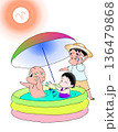 夏の日に水遊びする家族 136479868