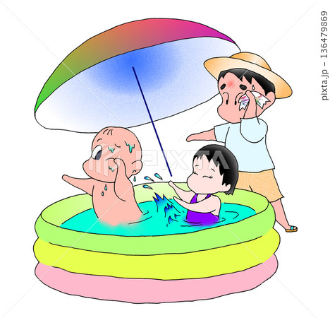 水遊びする子供たち 136479869