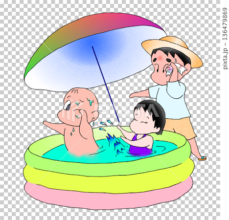 水遊びする子供たち 136479869