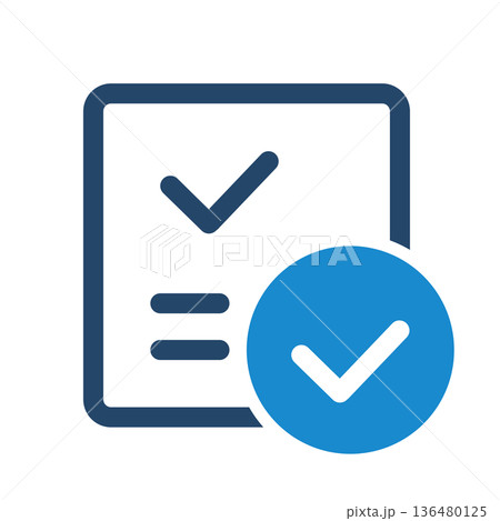 承認済み書類のチェックアイコン Document approval check icon 承認済み書類のチェックアイコン Document approval check icon 136480125