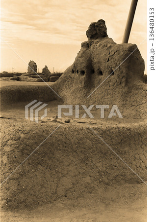 Ancient Casa Grande Ruins National Monument Sepia Toned Ancient Casa Grande Ruins National Monument Sepia Toned 136480153