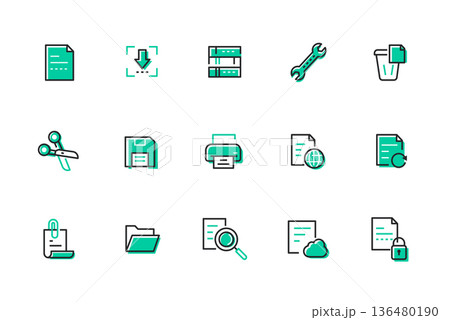 Documents and files - set of line design style icons 136480190