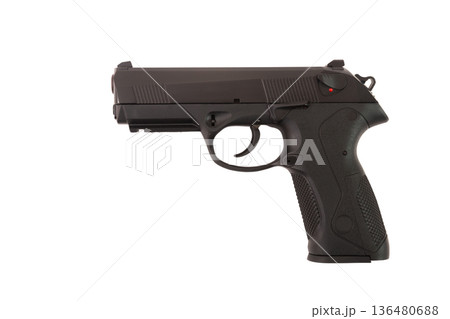 Semi automatic pistol model isolated on white background 136480688
