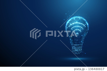 Abstract blue glowing light bulb with green plant inside Abstract blue glowing light bulb with green plant inside 136480817