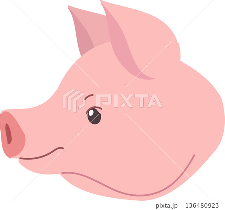Cute pig face cartoon. pink farm animal head icon 136480923