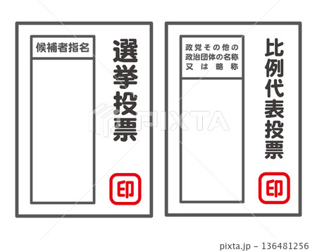 選挙の投票用紙のイラスト素材セット 136481256