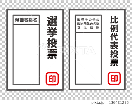 選挙の投票用紙のイラスト素材セット 136481256