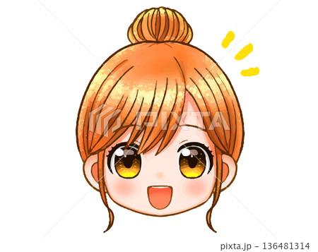 かわいい主婦の顔アイコンのイラスト素材 136481314