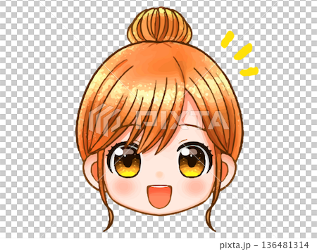 かわいい主婦の顔アイコンのイラスト素材 136481314