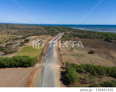Empty new asphalt road in tropical beach background Empty new asphalt road in tropical beach background 136481320